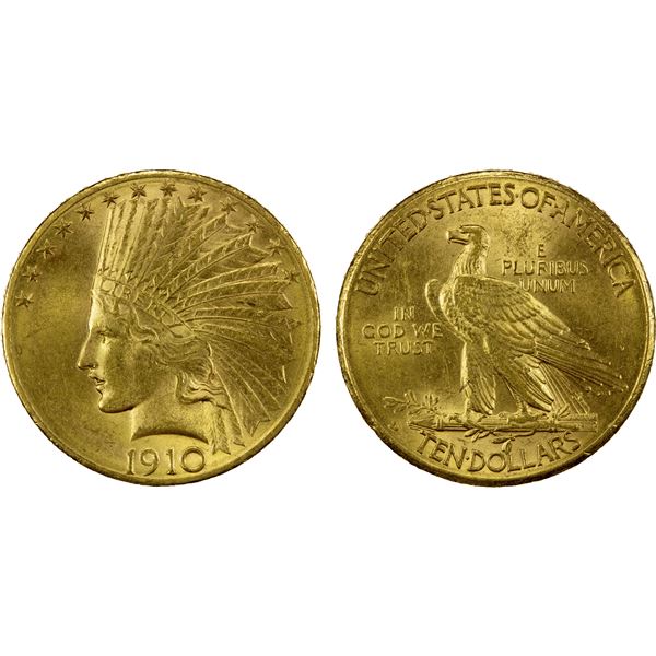 UNITED STATES: AV 10 dollars, 1910-S, AU-UNC