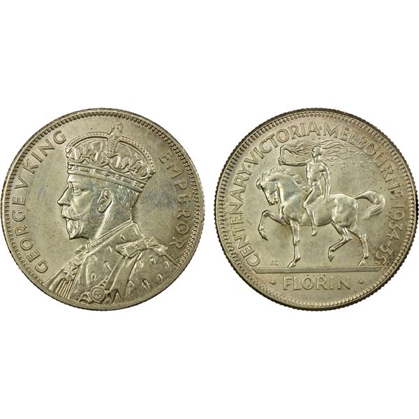 AUSTRALIA: George V, 1910-1936, AR florin, 1934-35, UNC