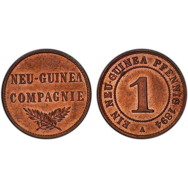GERMAN NEW GUINEA: Wilhelm II, 1888-1918, AE pfennig, 1894-A, PCGS MS63 RB