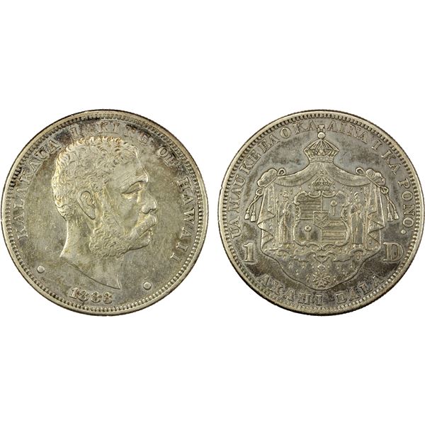 HAWAII: Kalakaua, 1874-1891, AR dollar, 1883, VF
