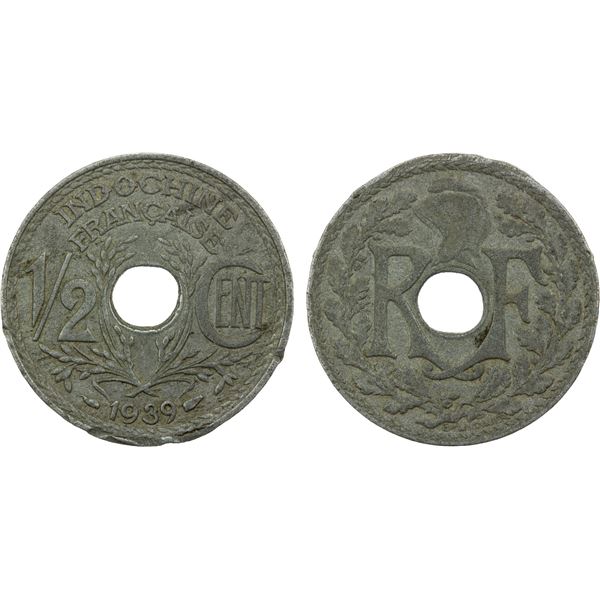 FRENCH INDOCHINA: ½ cent, 1939, Choice VF