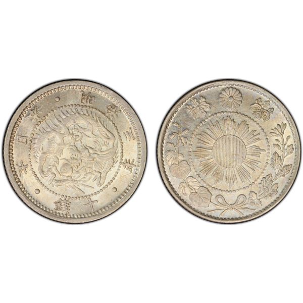 JAPAN: Meiji, 1868-1912, AR 10 sen, year 3 (1870), PCGS MS65