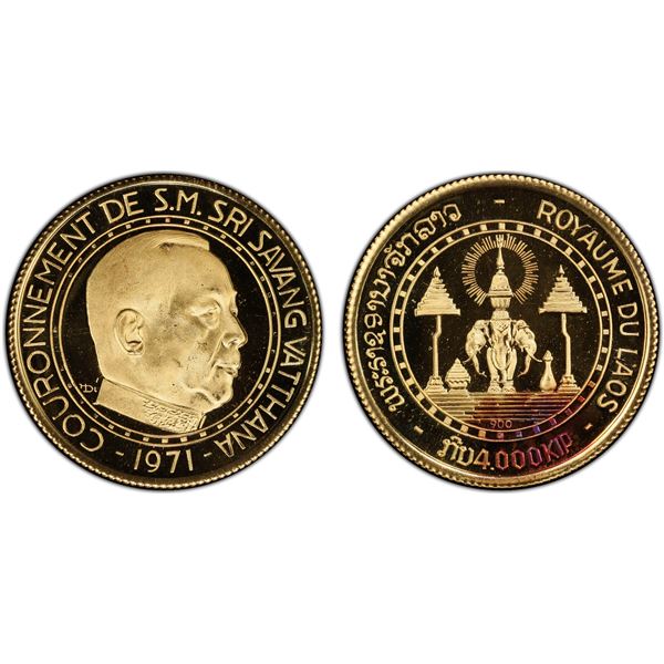 LAOS: Savang Vatthana, 1959-1975, AV 4,000 kip, 1971, PCGS Proof 69 DCAM