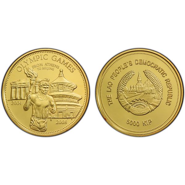 LAOS: People’s Democratic Republic, AV 5,000 kip, 2008, PCGS Proof 69 DCAM