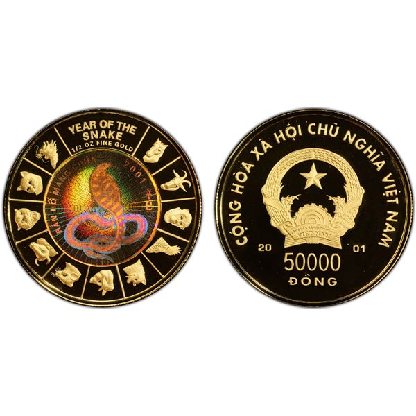 VIET NAM: Socialist Republic, AV 50,000 dong, 2001, PCGS Proof 70 DCAM