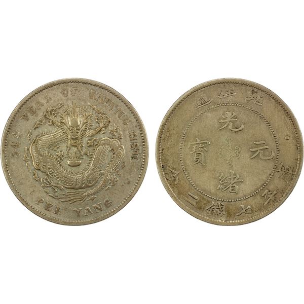 CHIHLI: Kuang Hsu, 1875-1908, AR dollar, Peiyang Arsenal Mint, Tientsin, year 34 (1908), EF