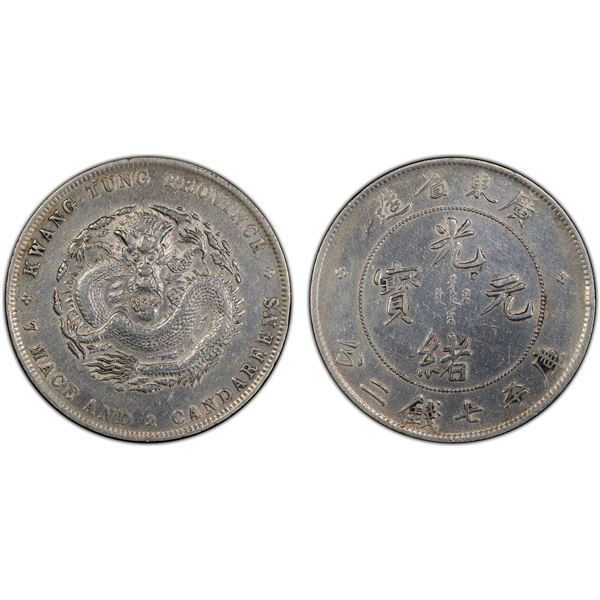 KWANGTUNG: Kuang Hsu, 1875-1908, AR dollar, HD (1890-1908), PCGS EF details