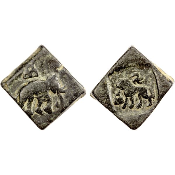 TAXILA: Anonymous, ca. 2nd century BC, AE square unit (11.93g), VF
