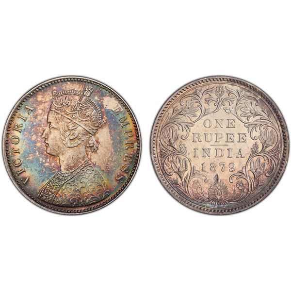 BRITISH INDIA: Victoria, Empress, 1876-1901, AR rupee, 1879(b), PCGS UNC details