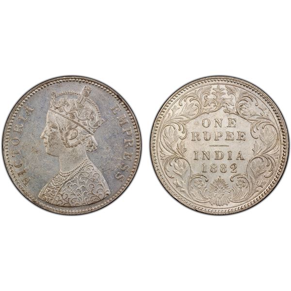 BRITISH INDIA: Victoria, Empress, 1876-1901, AR rupee, 1882(b), PCGS AU58