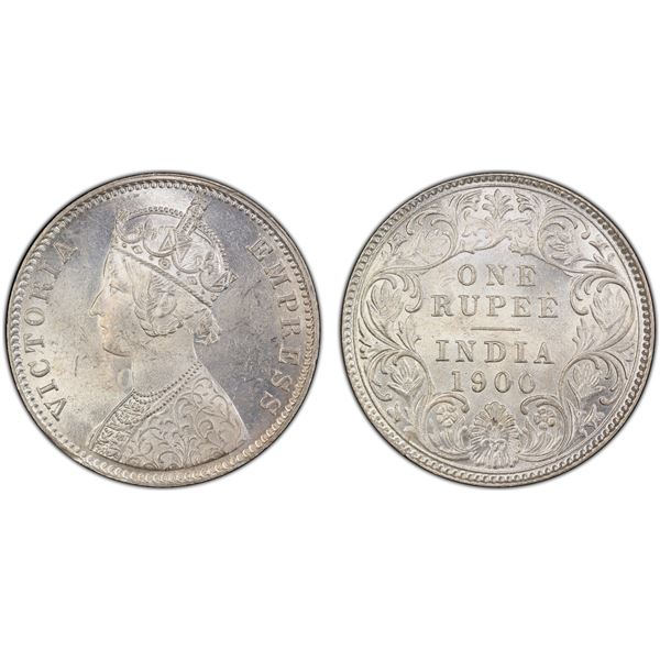 BRITISH INDIA: Victoria, Empress, 1876-1901, AR rupee, 1900-C, PCGS MS63