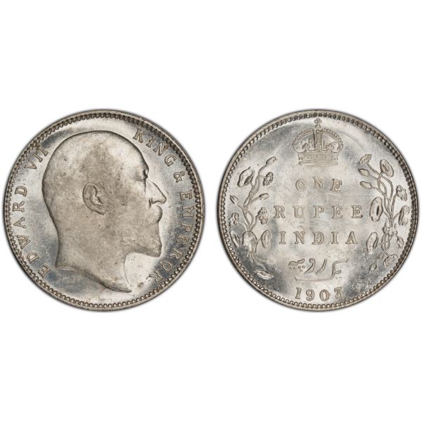 BRITISH INDIA: Edward VII, 1901-1910, AR rupee, 1903-B, PCGS MS62