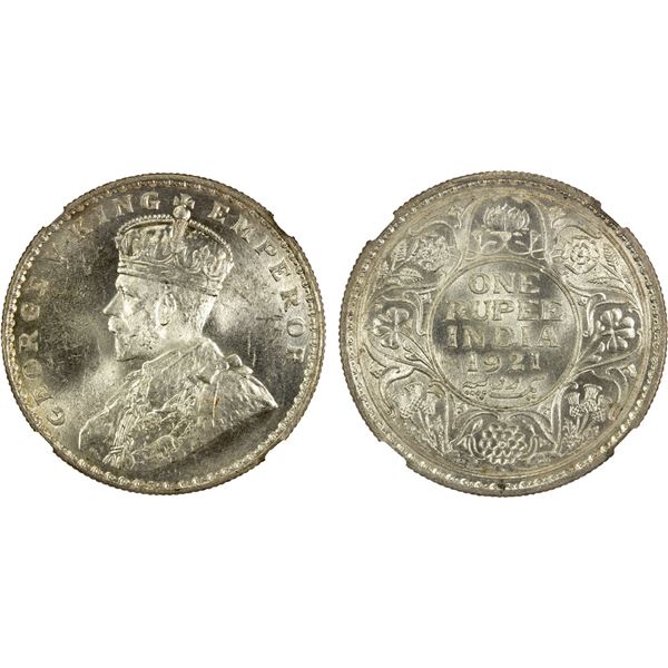 BRITISH INDIA: George V, 1910-1936, AR rupee, 1921(b), NGC MS63