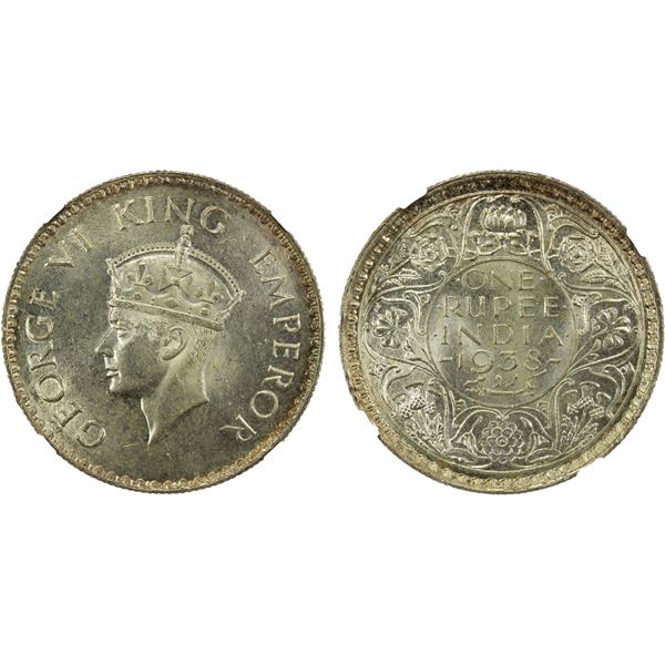 BRITISH INDIA: George VI, 1936-1947, AR rupee, 1938(b), NGC MS62