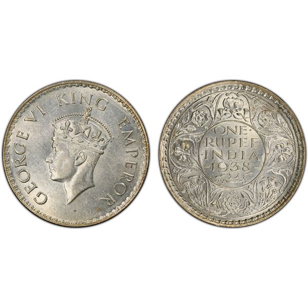 BRITISH INDIA: George VI, 1936-1947, AR rupee, 1938(b), PCGS MS62