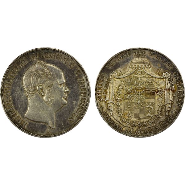 PRUSSIA: Friedrich Wilhelm IV, 1840-1861, AR 2 thaler, 1854-A, AU