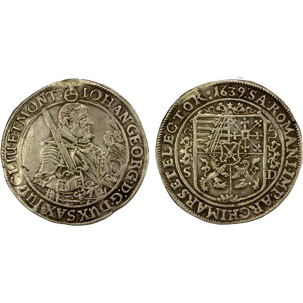 SAXONY: Johann Georg I, 1615-1656, AR 1/2 thaler, 1639-SD, VF