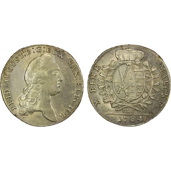 SAXONY: Friedrich August III, 1763-1806, AR thaler, 1784, AU
