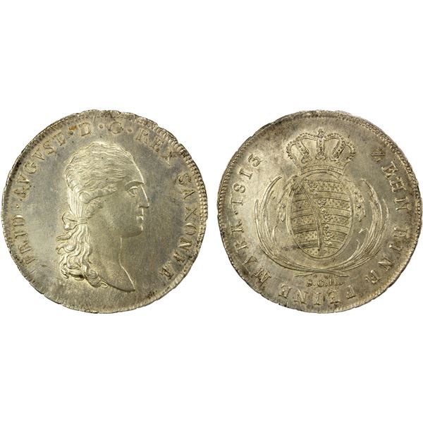 SAXONY: Friedrich August I, 1806-1827, AR thaler, 1813, choice AU