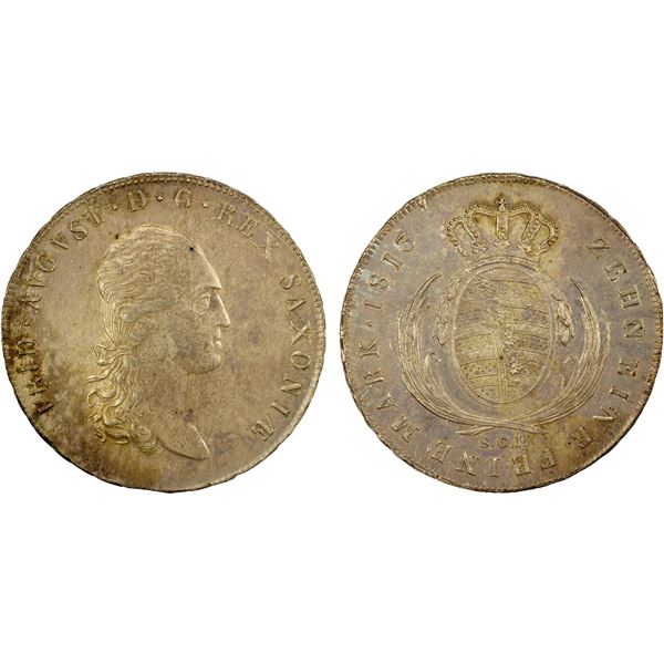 SAXONY: Frederick Augustus I, 1806-1827, AR thaler, 1813, AU
