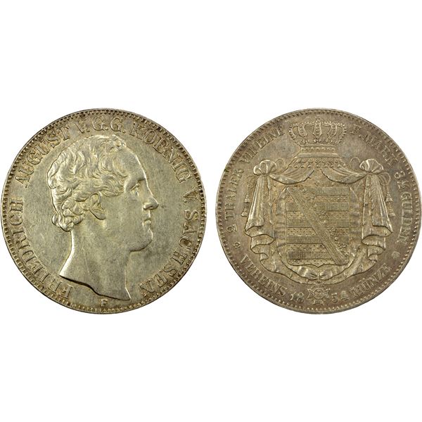 SAXONY: Friedrich August II, 1836-1854, AR 2 thaler, 1854, EF