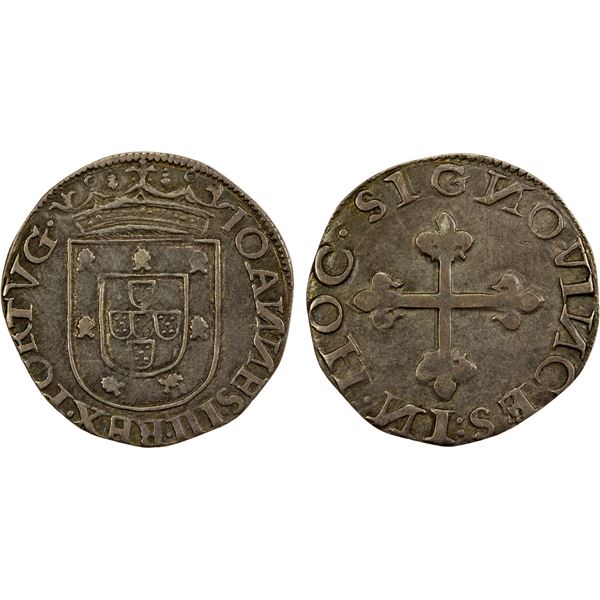 PORTUGAL: João III, 1521-1557, AR ½ tostao (3.78g), Lisbon, ND, VF