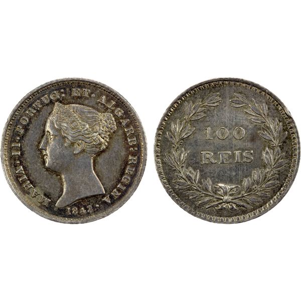 PORTUGAL: Maria II, 1834-1853, AR 100 reis, 1843, AU