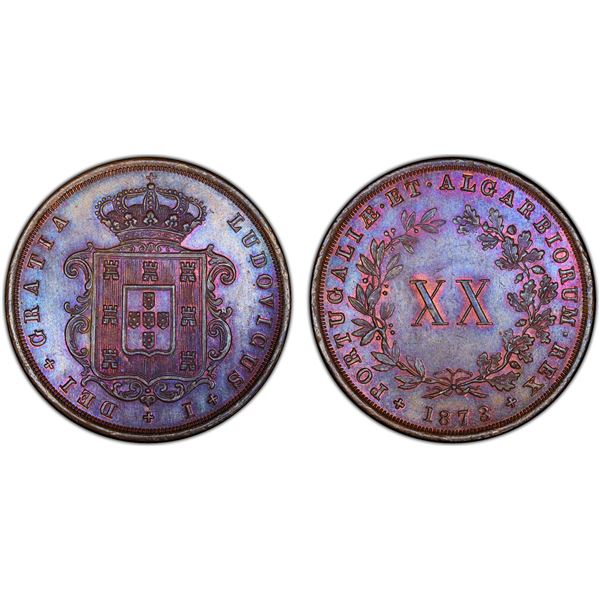 PORTUGAL: Luis I, 1861-1889, AE 20 reis, 1873, PCGS MS63 BN