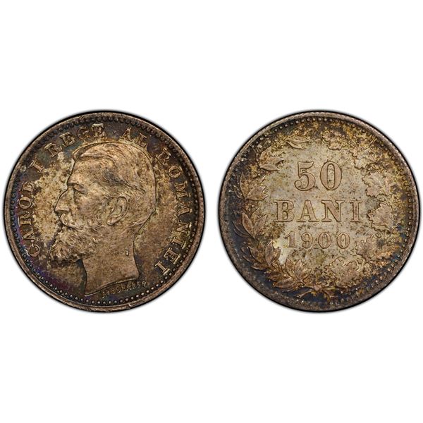 ROMANIA: Carol I, as King, 1881-1914, AR 50 bani, 1900, PCGS MS63