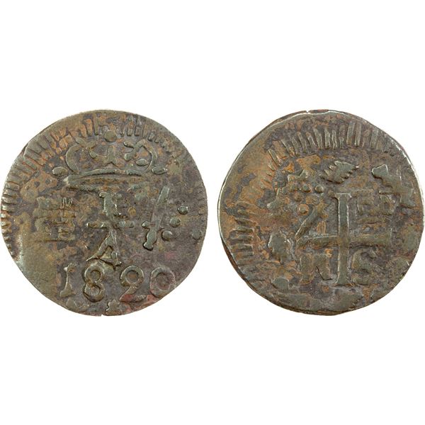 COLOMBIA: Santa Marta, AE ¼ real, 1820, F-VF