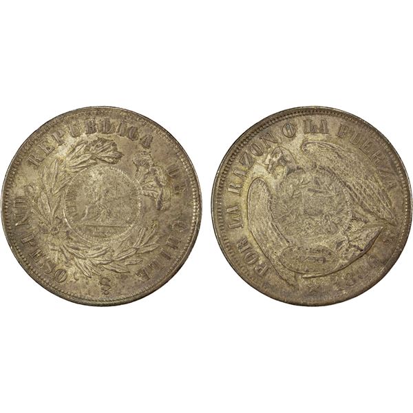 GUATEMALA: Republic, AR peso, 1894, Choice AU