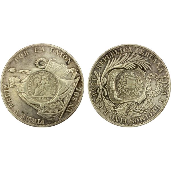 GUATEMALA: Republic, AR peso, 1894, VF-EF