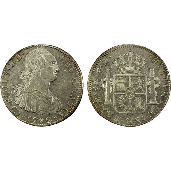 MEXICO: Carlos IV, 1788-1808, AR 8 reales, 1792-Mo, EF