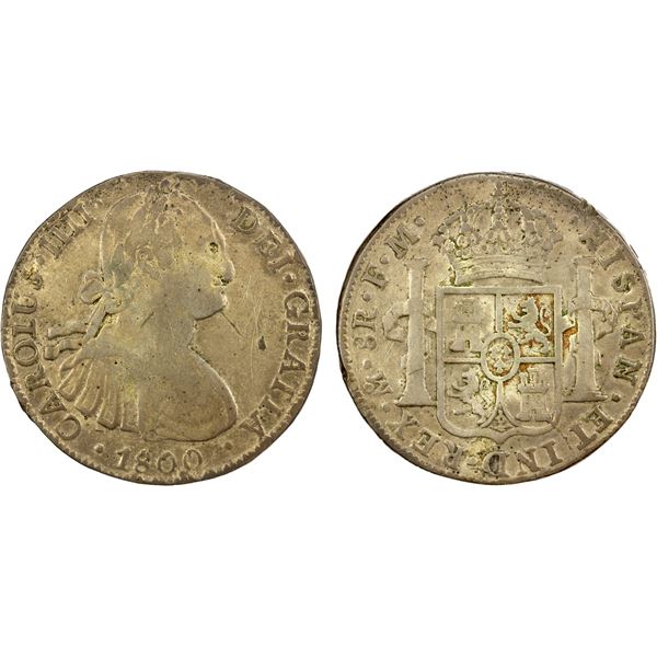 MEXICO: Carlos IV, 1788-1808, AR 8 reales (27.87g), 1800-Mo, F-VF