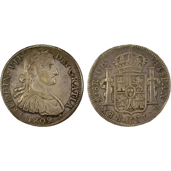 MEXICO: Fernando VII, 1808-1833, AR 8 reales, 1809-Mo, About EF