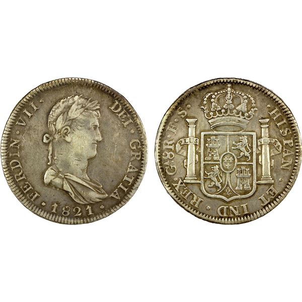 MEXICO: Fernando VII, 1808-1833, AR 8 reales, 1821-Ga