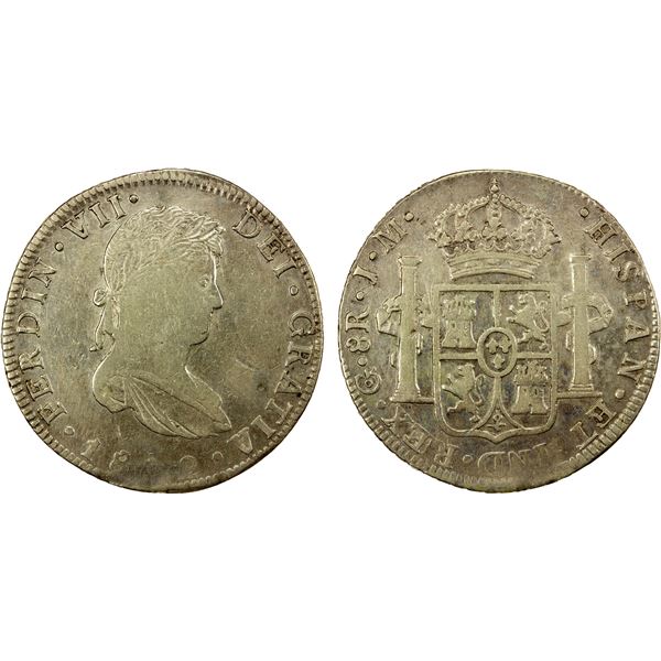 MEXICO: Fernando VII, 1808-1833, AR 8 reales, 1822-Go, VF