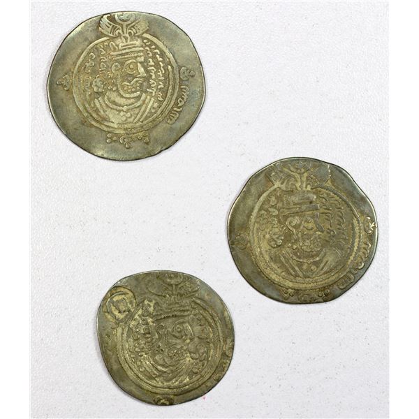 ARAB-SASANIAN: LOT of 3 silver drachms