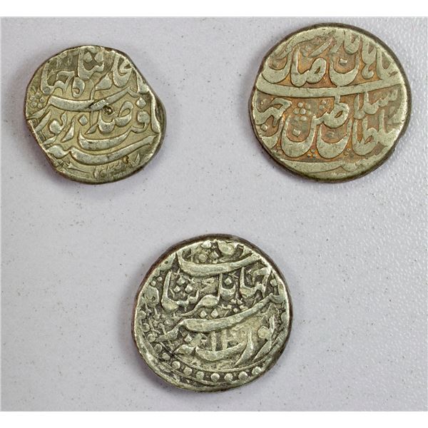 MUGHAL: LOT of 3 silver rupees