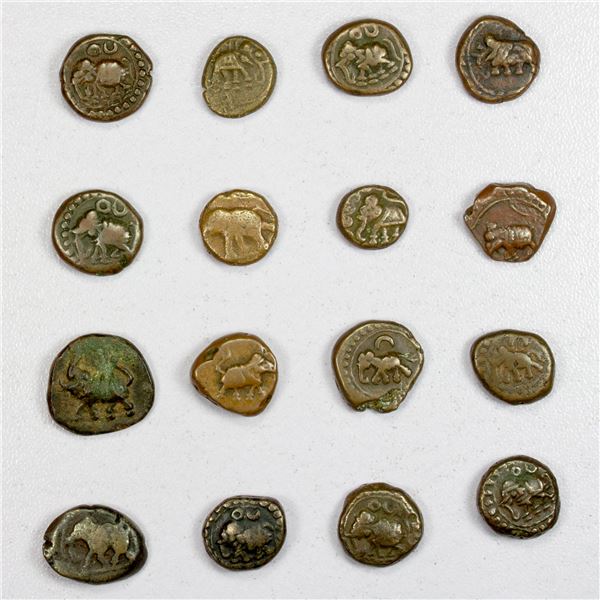 MYSORE: LOT of 16 kasu coins