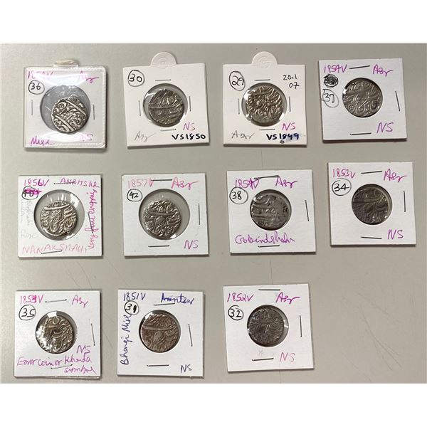 SIKH EMPIRE: LOT of 11 silver rupees