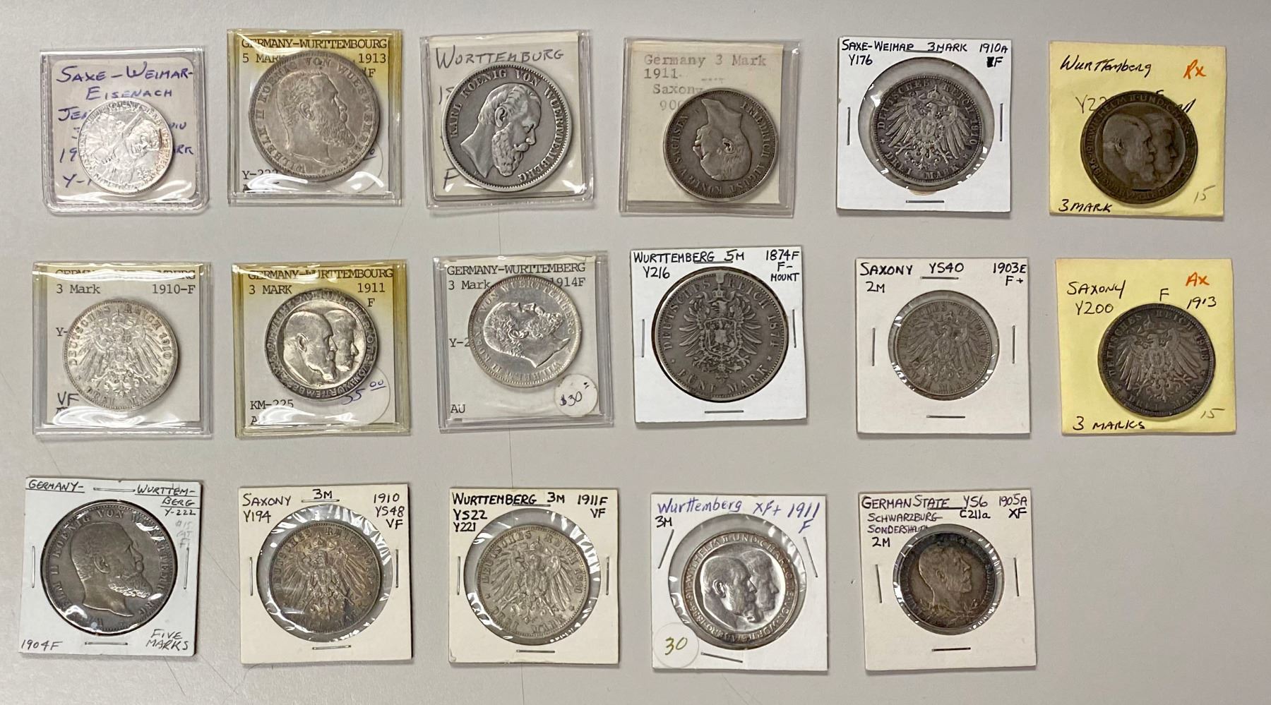 German Coin Ridges GERMAN STATES: LOT of 17 coins - Stephen Album Rare Coins