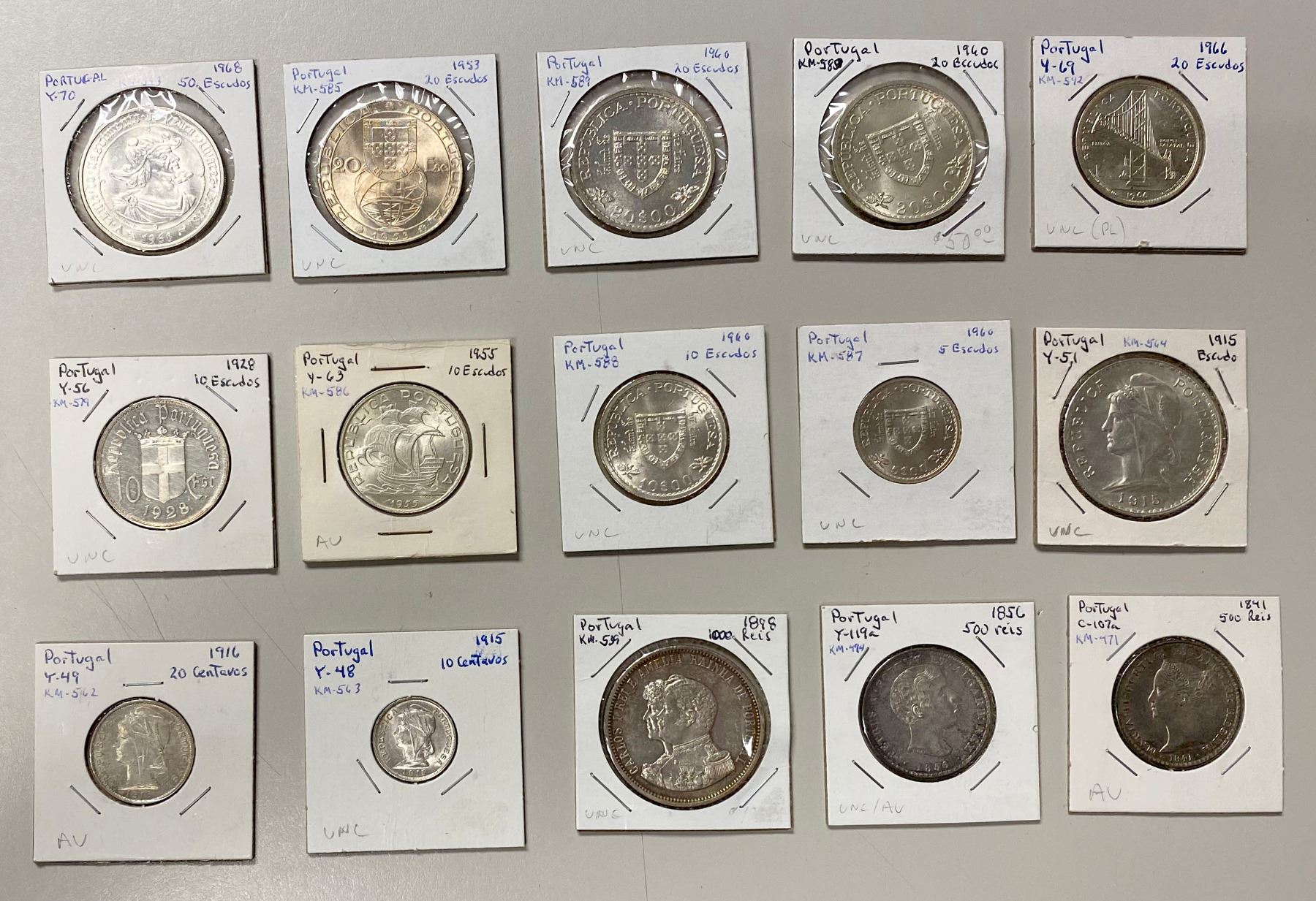 PORTUGAL: LOT of 15 AR coins - Stephen Album Rare Coins