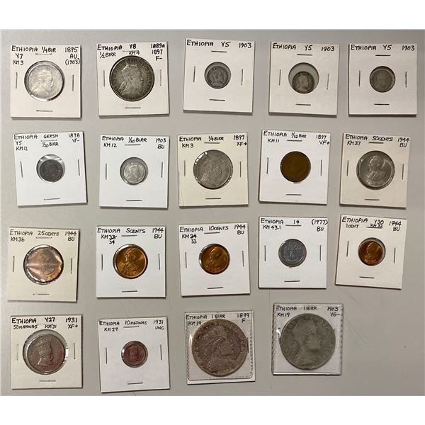 ETHIOPIA: LOT of 19 coins