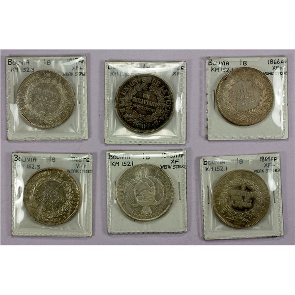 BOLIVIA: LOT of 6 coins