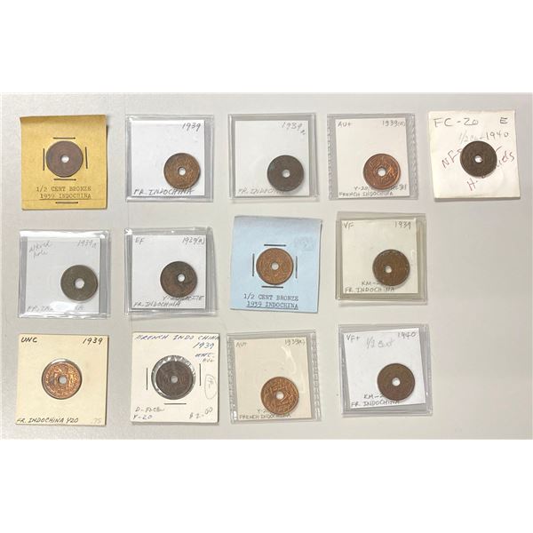FRENCH INDOCHINA: LOT of 13 coins