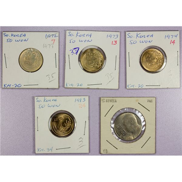 KOREA (SOUTH): LOT of 5 coins