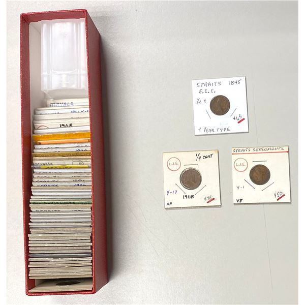 STRAITS SETTLEMENTS: LOT of 52 coins