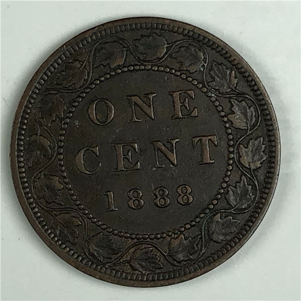 Canadian Large Cent 1888 EF-AU Repunched Middle 8