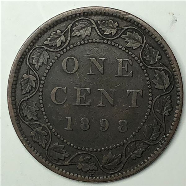 Canadian Large Cent 1898 VF+ Key Date